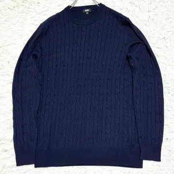 유니클로 캐시미어 혼방 케이블 니트 스웨터 네이비 XL 사이즈