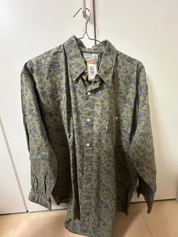 페이즐리 무늬 긴팔 셔츠 그린 계열