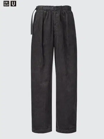 Uniqlo U 코듀로이 턱 와이드 팬츠 다크 그레이 L 사이즈