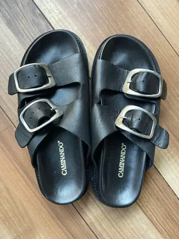 CAMILAND 더블 버클 블랙 샌들
