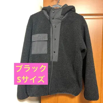 GU 엔지니어드 가먼츠 보아 플리스 스냅 후드티 S 블랙