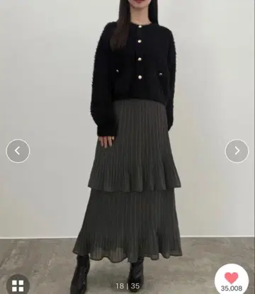 CENEA 그레이 플리츠 스커트 셋업