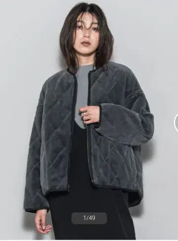 메이슨 그레이 퀼팅 x 인조 모피 리버서블 블루종