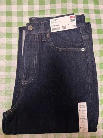 미사용 유니클로 UNIQLO WOMEN 와이드 스트레이트 청바지 네이비