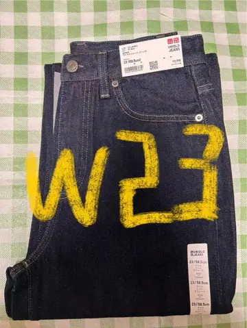 미사용 유니클로 UNIQLO WOMEN 와이드 스트레이트 청바지 네이비