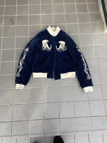 네이비 벨벳 스카잔 Japan 자수