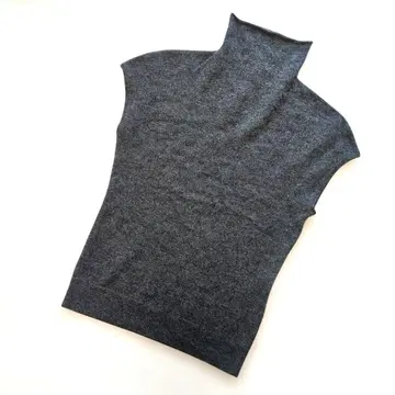 로즈 아쉬 캐시미어 베스트 하이넥 슬리브리스 그레이 깔끔한 M