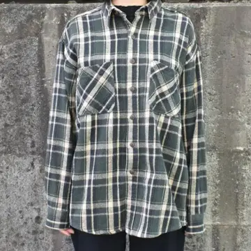 플란넬 플란넬 셔츠 그린 계열 체크