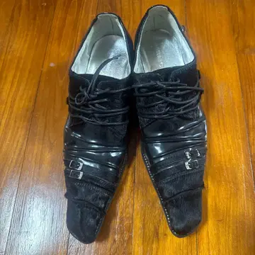 블랙 가죽 스트랩 포멀 신발