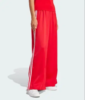 아디다스 새틴 와이드 레그 트랙 팬츠 레드