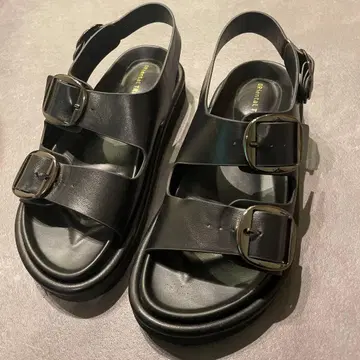 블랙 더블 버클 샌들