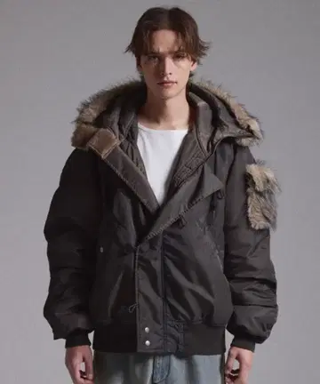 GRANCY 퍼 포켓 디자인 페이드 N2B 자켓 브라운 L 사이즈