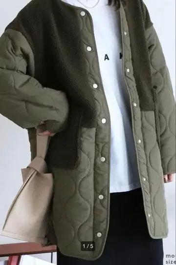 reca 노카라 보아 x 호리병 퀼트 코트 카키