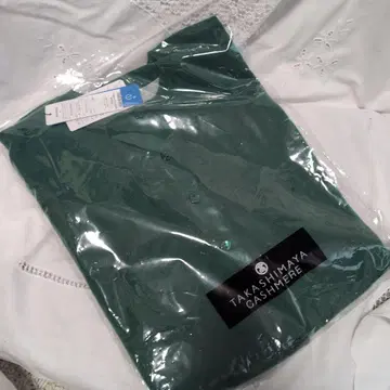 TAKASHIMAYA 캐시미어 크루넥 가디건 M 켈리 그린