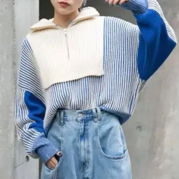 KBF 레이어드 하프 ZIP 니트