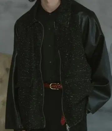 헌팅 데님 바시티 자켓