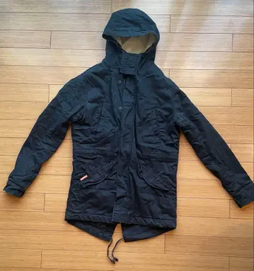 SUPERDRY 블랙 모즈 코트 초레어 L 사이즈