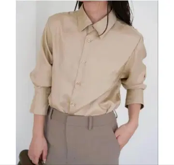 SLOBE IENA AYUPIYO 새틴 셔츠 폴리에스테르 긴팔 셔츠