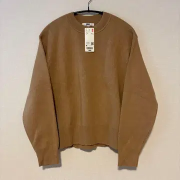 UNIQLO 스무스 코튼 크루넥 스웨터 베이지 M