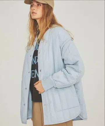 선착순 2way 퀼팅 자켓 오버 사이즈 색스 블루