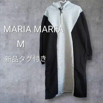 택 포함 새상품 마리아 마리아 원피스 바이컬러 맨투맨 속기모 후드
