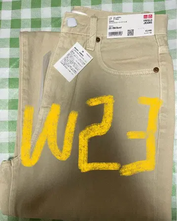 미사용 유니클로 UNIQLO WOMEN 와이드 스트레이트 청바지 베이지