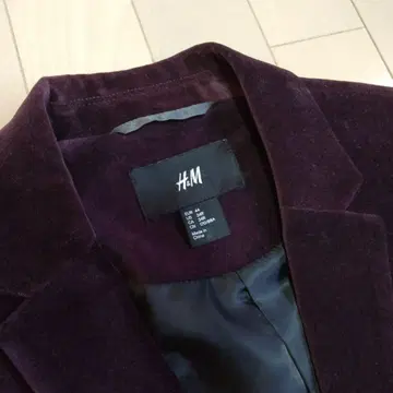 H&M 와인 레드 벨로아 테일러드 자켓