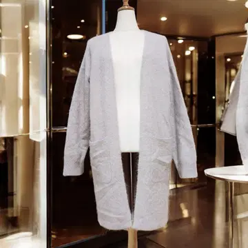 레어 그랜터블 폭스 혼방 포근하고 가벼운 롱 가디건 베이지