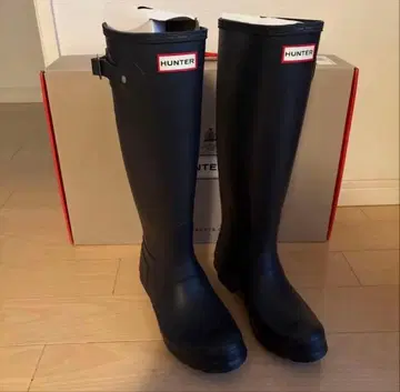 HUNTER 블랙 장화 버클 포함
