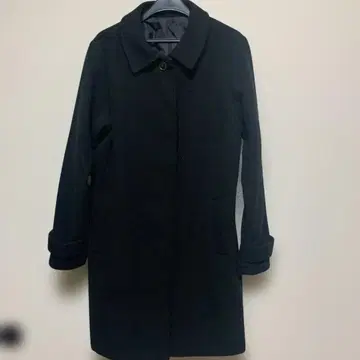 블랙 롱 코트 버튼 포함 커프스 포함