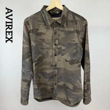AVIREX 아비렉스 카모 패턴 램 가죽 셔츠 자켓 양가죽 카모플라주