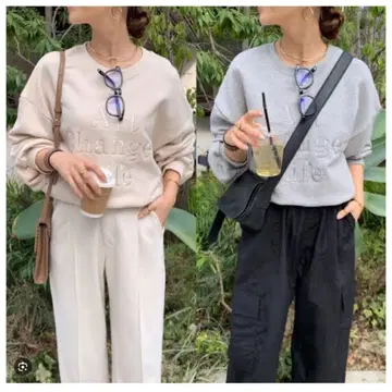 blate 뉘앙스 자수 로고 맨투맨 라이트 그레이