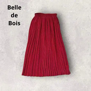 플리츠 스커트 롱 기장 도트 일본제 허리밴딩 페미닌 쇼와 레트로