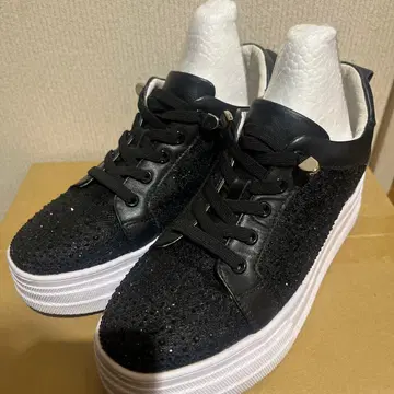 [ 새상품급 ] Carissimo alte 라메 믹스 블랙 스니커즈