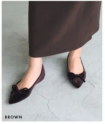BASEMENT online 벨로아 리본 펌프스 브라운 23.5cm