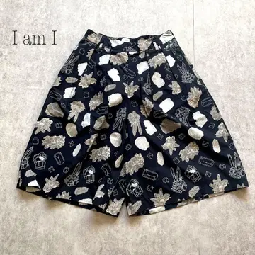 아이엠아이 I am I in fact 광석 프린트 큐롯 팬츠 블랙