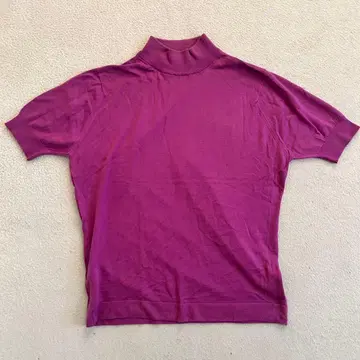 존스메들리 퍼플 하이넥 반팔 니트 씨 아일랜드 코튼 고급