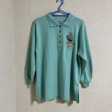 Felly Tail 민트 그린 피케 셔츠 구제 의류 쇼와 레트로 일본제