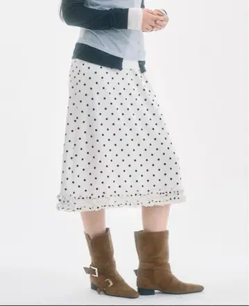 FEKETE dot frill midi skirt 도트 프릴 스커트