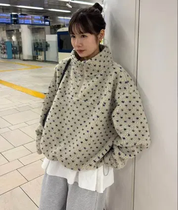 Discoat 패턴 모듬 보아 하프 ZIP