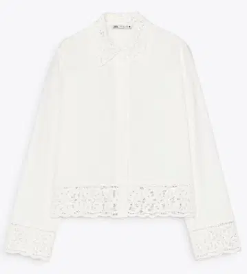[ 미사용 새상품 ] ZARA 크로셰 레이스 셔츠