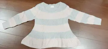 핑크와 그레이의 스트라이프 니트