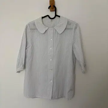 [fig london] 스트라이프 둥근 카라 오부 소매 셔츠