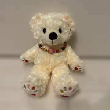 오르골 포함 화이트 베어 봉제 인형 캐논