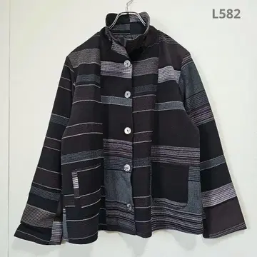 자켓 긴팔 블랙 보더 봄/가을용 포켓 안감 미세스 깔끔한 얇은 소재