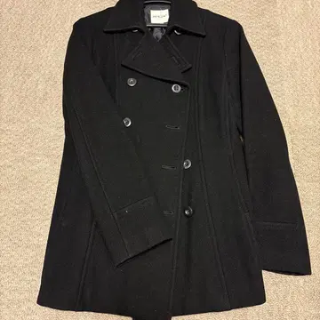 블랙 울 피코트 더블 브레스트