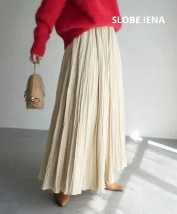 슬로브 이에나 타프타 와셔 플리츠 스커트 베이지