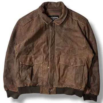 90s WILSONS A-2 천연 가죽 가죽 자켓 구제 의류 신살레이트