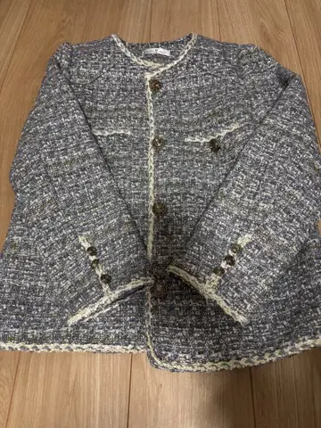 트위드 노카라 자켓