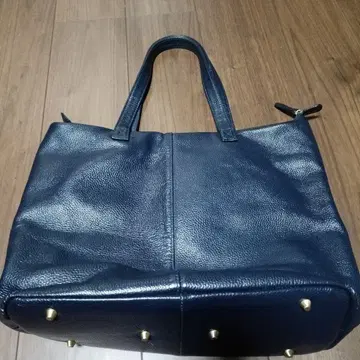 네이비 가죽 토트백